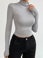 Devine Mock Neck Long Sleeve T-Shirt - Ladyez
