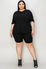 Basic Bae Bamboo Full SizeV-Neck Drop Shoulder T-Shirt and Shorts Set