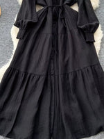 Button Down Tiered Long Sleeve Dress