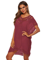 Bohemian Crochet Trim Beach Cover Up Dress - Ladyez