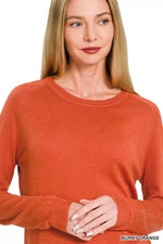 Zenana Lightweight Wool Blend Round Neck Sweater
