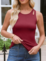 Cutout Round Neck Tank - Ladyez