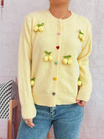 Flower Button Up Long Sleeve Cardigan