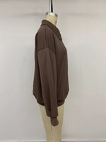 Polo Collar Dropped Shoulder Sweatshirt