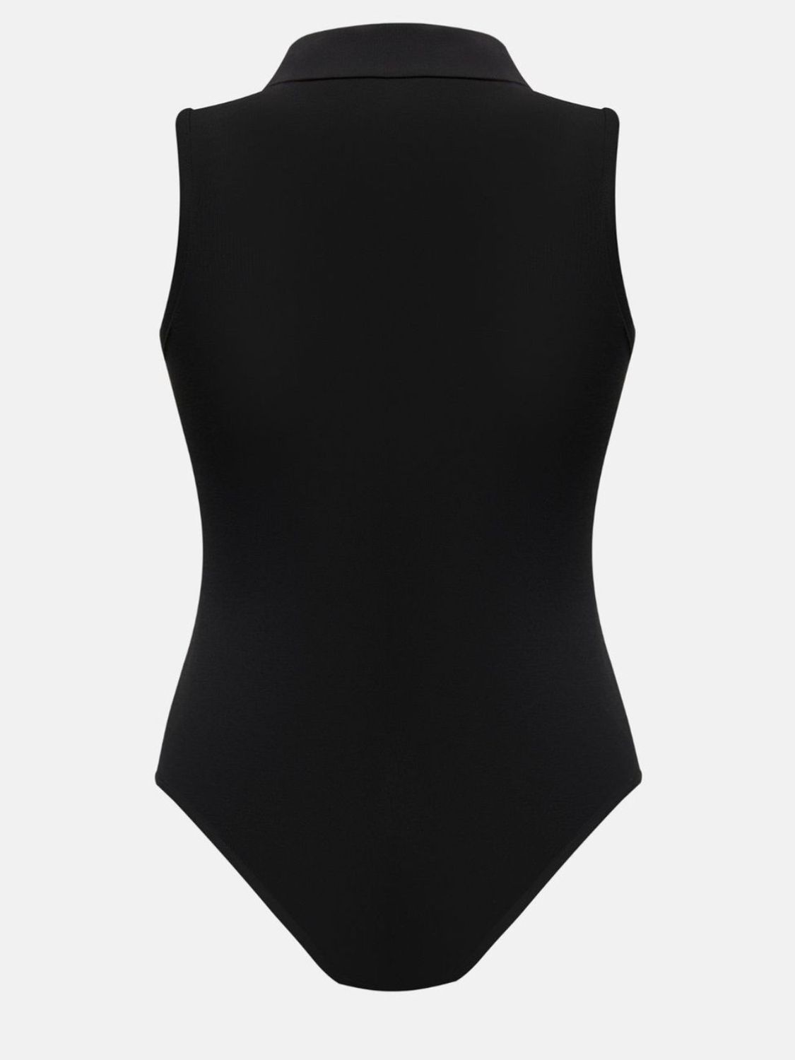 Quarter Zip Collared Neck Sleeveless Bodysuit - Ladyez