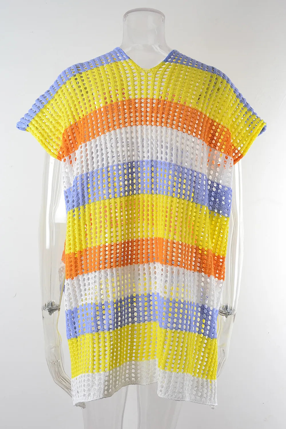 Slit Color Block V-Neck Cover-Up - Ladyez