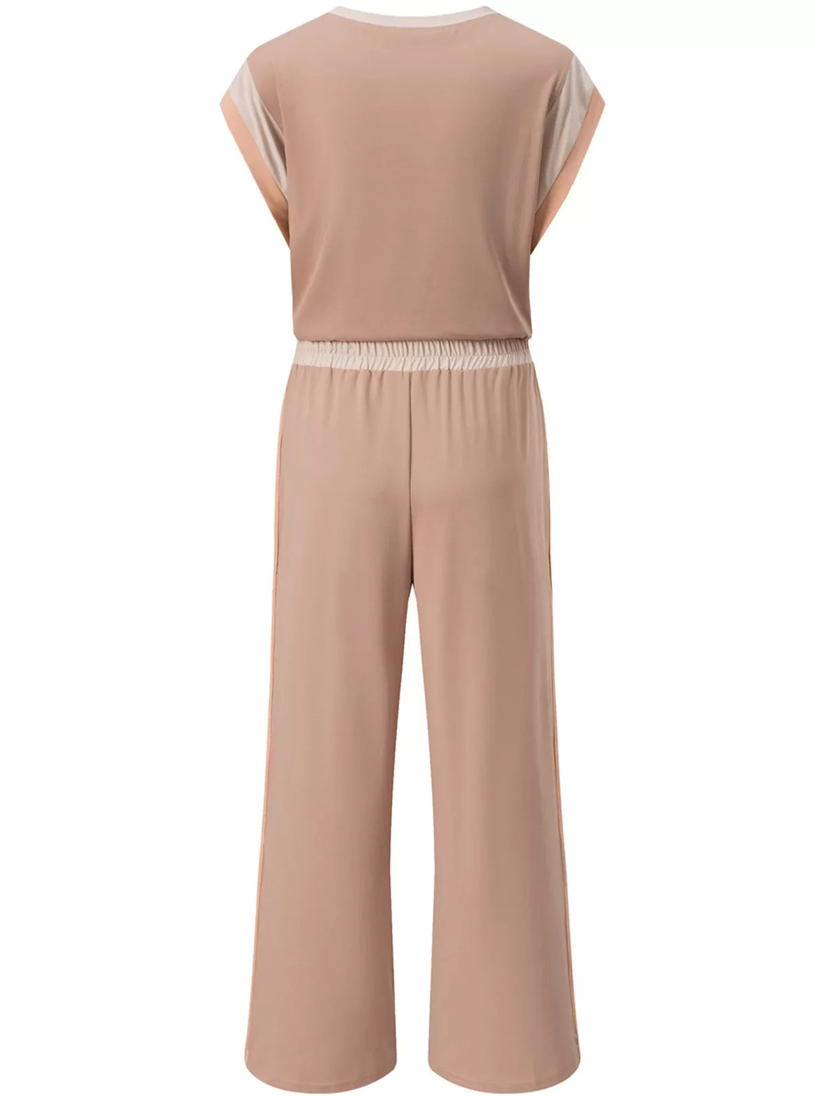 Color Block Detail Casual Two-piece Set