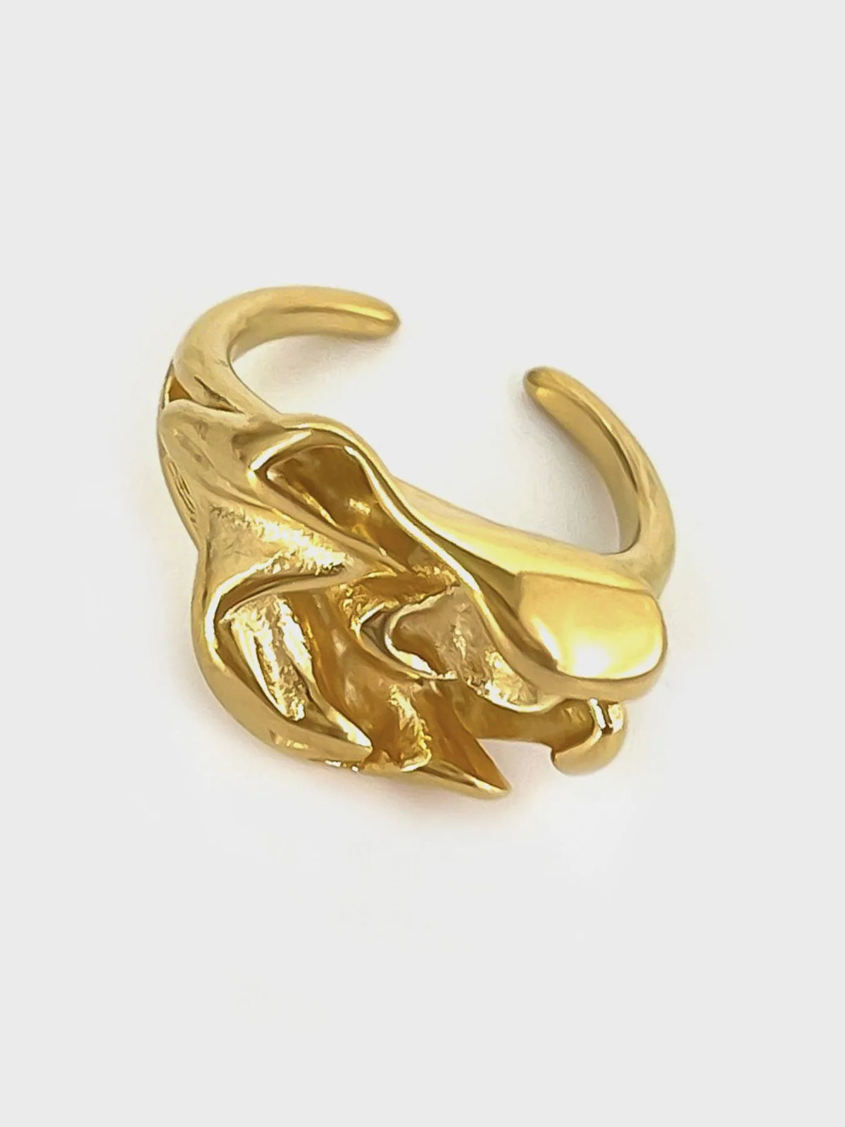 18K Gold-Plated Stainless Steel Sculptural Ring - Ladyez