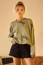 Mittoshop Mineral Wash Cheetah Print Long Sleeve Top