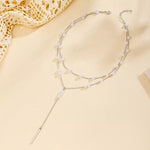 Double Layered Pearl Y-Shaped Necklace