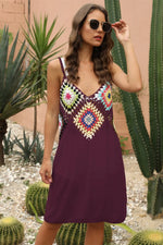 Geometric V-Neck Spaghetti Strap Cover Up Dress - Ladyez