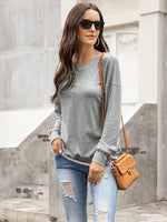 Ivy Lane Quarter Button Dropped Shoulder Blouse