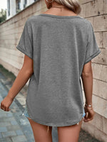 Full Size Decor Button Short Sleeve T-Shirt Plus Size
