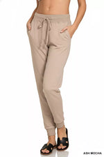 Zenana Drawstring Cotton Joggers with Pockets