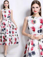 Floral Print Sleeveless Midi Dress