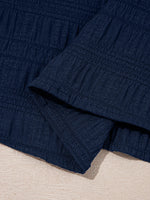 Textured Square Neck Top and Shirred High Waist Shorts Set