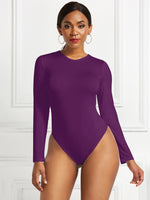 Round Neck Long Sleeve Bodysuit - Ladyez