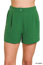 Zenana Woven Airflow Back Elastic Waist Shorts