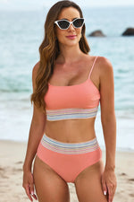 Scoop Neck Spaghetti Strap Bikini Set - Ladyez
