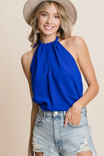 BiBi Air Flow Woven Key Hole Front Detailed Halter