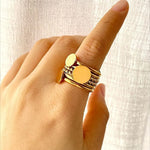 18K Gold-Plated Stainless Steel Wide Band Ring - Ladyez