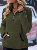Full Size Cozy Fleece Quarter Zip Long Sleeve Sweatshirt Plus Size