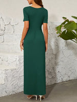Surplice Short Sleeve Maxi Dress - Ladyez