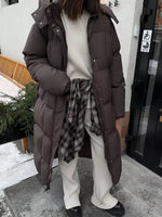 Longline Padded Winter Coat with Belted