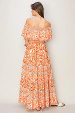 HYFVE Floral Off-Shoulder Tie Front Maxi Dress - Ladyez