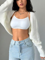 Cropped Knit Open Front Cardigan