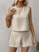 Round Neck Sleeveless Top and Shorts Set