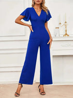 V-Neck Flutter Sleeve Jumpsuit