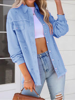 Distressed Denim Jacket with Frayed Edges