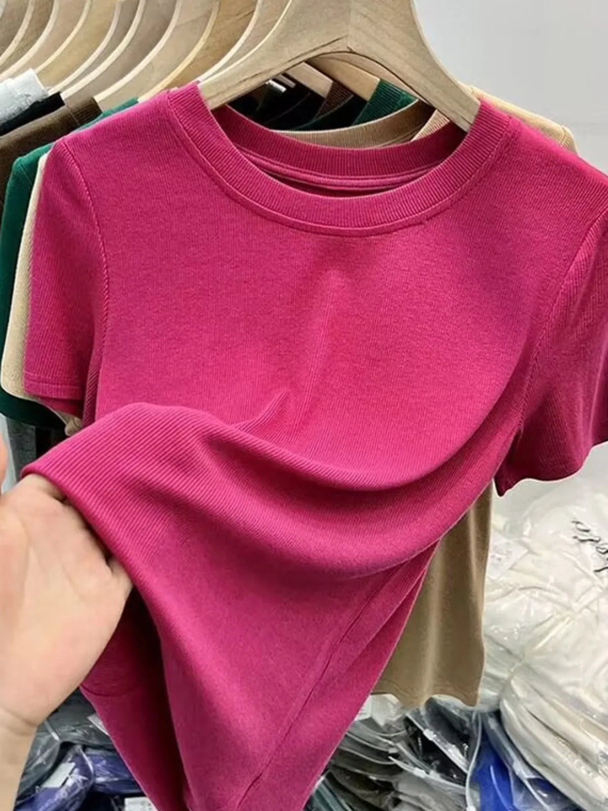 Crew Neck Short Sleeve T-Shirt - Ladyez