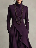 Full Size Asymmetrical Hem Turtleneck Dress Plus Size