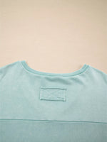 Mineral Wash Exposed Seam Buttoned V Neck Top