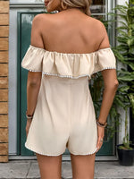 Perfee Tied Ruffled Off-Shoulder Short Sleeve Romper
