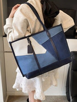 Color Block Denim Shoulder Bag