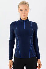 Mock Neck Quarter Zip Active T-Shirt - Ladyez