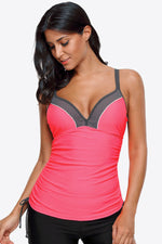 Contrast Sweetheart Neck Swim Cami - Ladyez