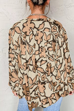 Floral Print Button-Down Long Sleeve Shirt
