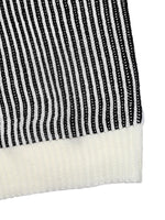 Striped Knit Sweater with Contrast Collar