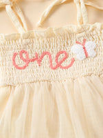 Children's Smocked Tie Shoulder Bodysuit & Headband Set
