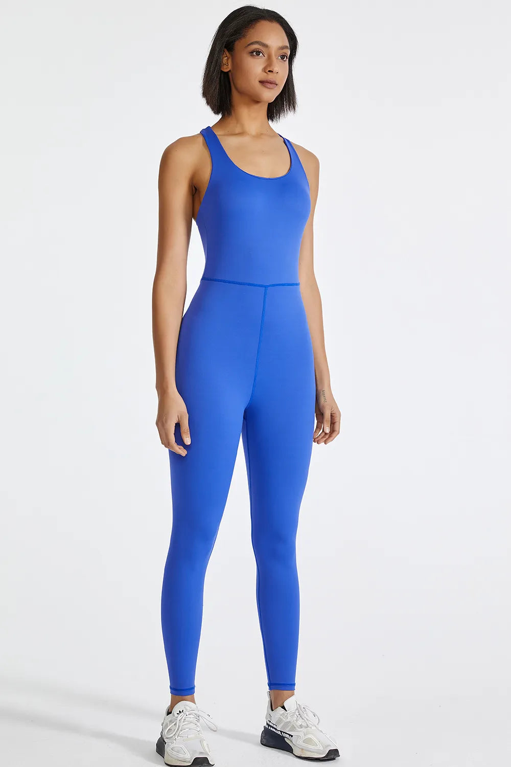 Crisscross Back Wide Strap Active Jumpsuit - Ladyez