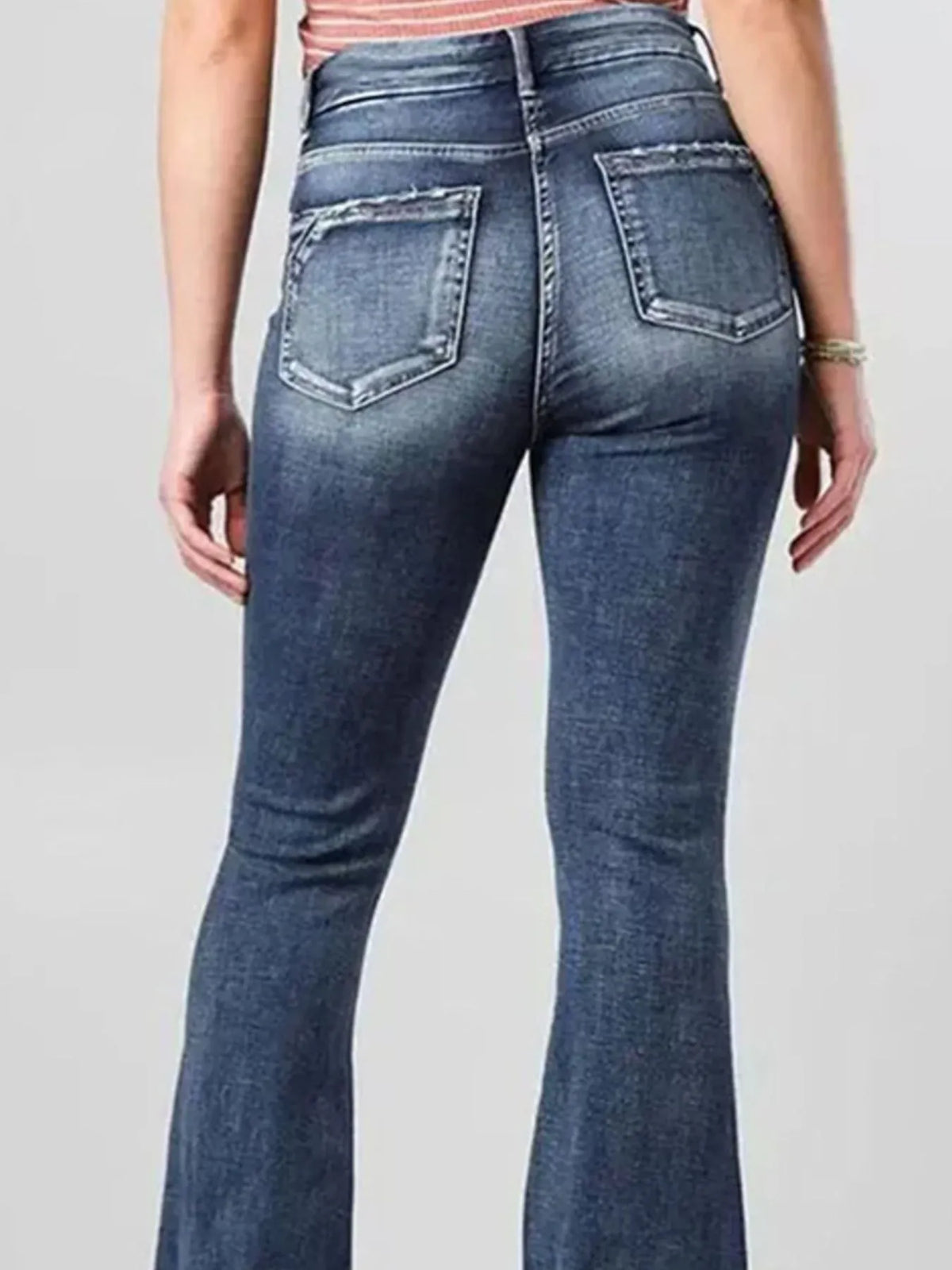 High-Rise Flare Gradient Wash Jeans - Ladyez