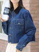 Snap Down Denim Jacket with Chest Pockets
