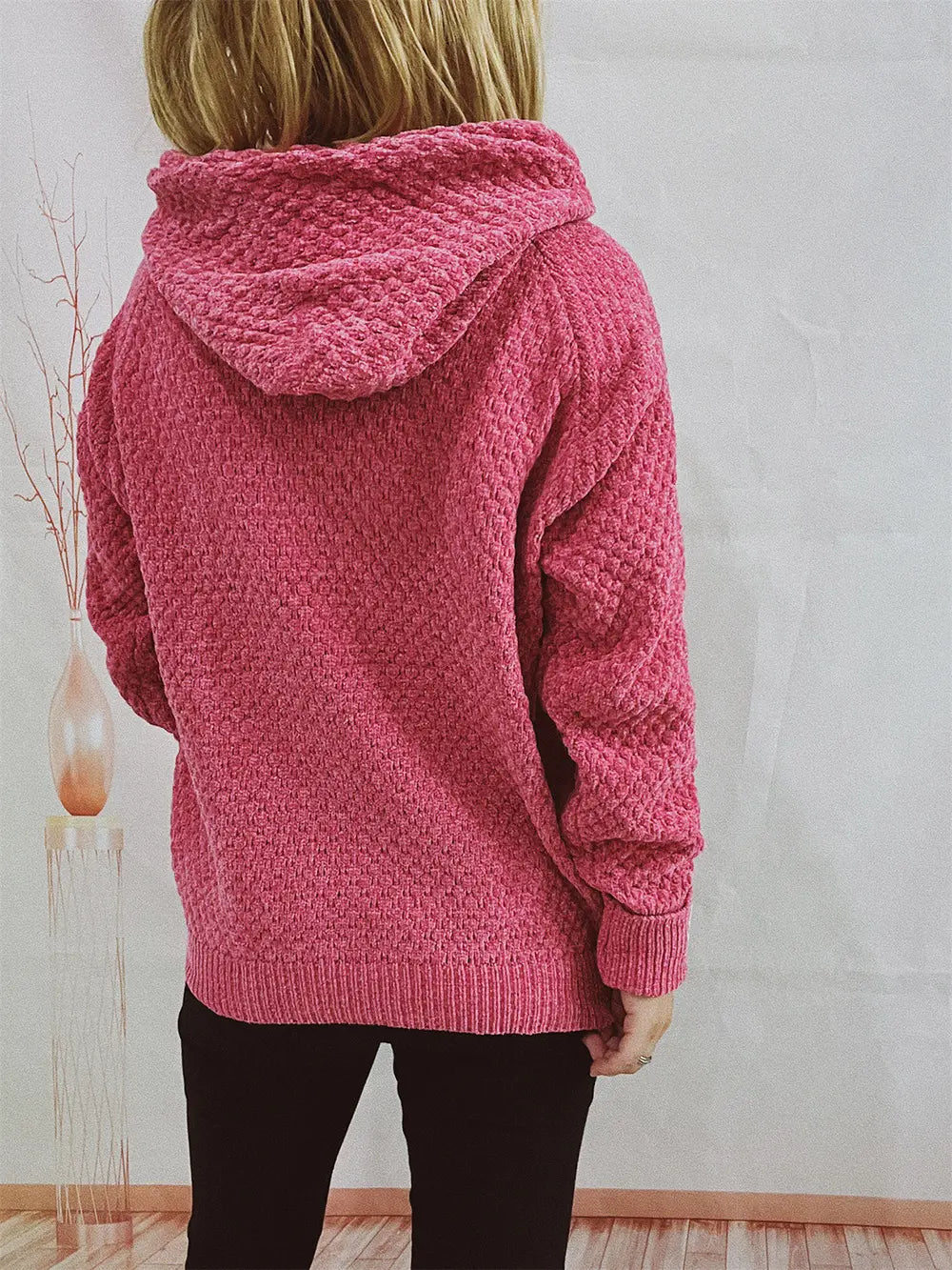 Drawstring Long SleeveHooded Sweater