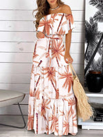 Printed Off Shoulder Maxi Dress - Ladyez