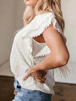 Crinkled Layered Ruffled Flutter Sleeve Blouse