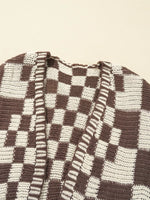 Checkerboard Pattern Sweater Cardigan
